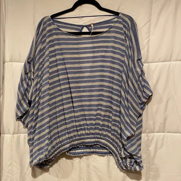 Free People Blue Striped Blouse - Picture 5 of 10